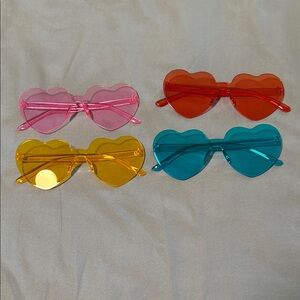 Heart-Shaped Sunglasses Set - Pink, Red, Yellow, Blue